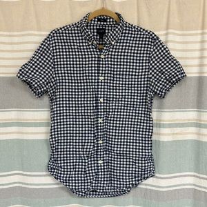 J.Crew | Men’s Navy Blue & White Checkered Linen Shirt 👕